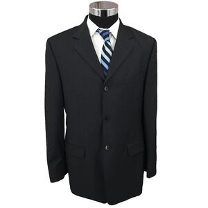 Next‎ Lanificio Mario Zegna Blazer Mens 40 L Black Virgin Wool Super 100's Italy